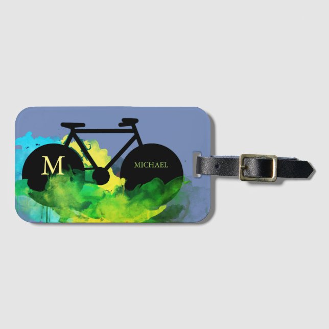 Etiqueta De Bagagem ilustração gráfica de arte urbana de bicicletas (Frente Horizontal)