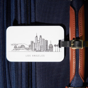 Etiqueta De Bagagem Ilustração Minimalista do Horizonte de Los Angeles