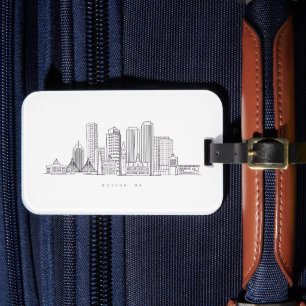 Etiqueta De Bagagem Ilustração Minimalista do Skyline da Cidade de Bos