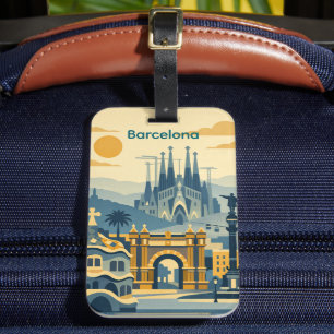Etiqueta De Bagagem Ilustração Moderna da Sagrada Família de Barcelona
