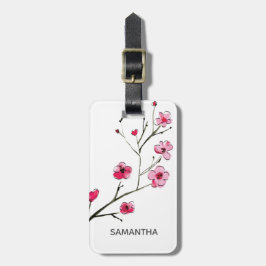 Etiqueta De Bagagem Ilustração personalizada do Blossom de Cereja Japo