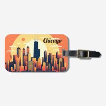 Ilustração Skyline Chicago em Laranja