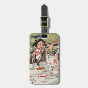 Etiqueta De Bagagem Ilustração Vintage da Festa do Chá do Chapeleiro L