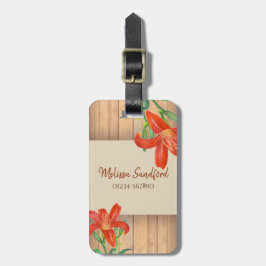 Etiqueta De Bagagem Imagem Botânica Rustic Orange Lily