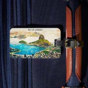Etiqueta De Bagagem Imagem Colorida da Cidade do Brasil no Rio de Jane
