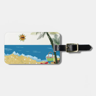 Etiqueta De Bagagem Imagem da cena da praia no domingo