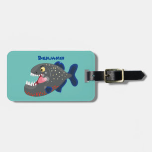 Etiqueta De Bagagem Imagem de desenhos animados da piranha