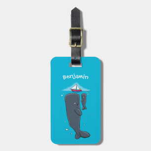 Etiqueta De Bagagem Imagem de desenhos animados de baleias-brancas e d