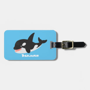 Etiqueta De Bagagem Imagem engraçada de desenho animado de orca