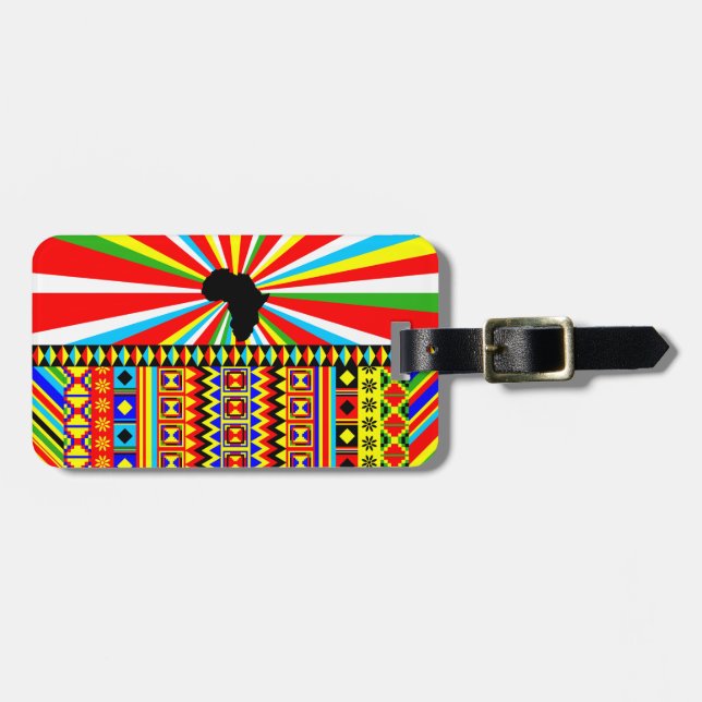 Etiqueta De Bagagem Impressão africano Kente Cloth Padrão Tribal Ancar (Frente Horizontal)