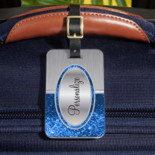Etiqueta De Bagagem Impressão de aço com brilho azul e pincel metálico