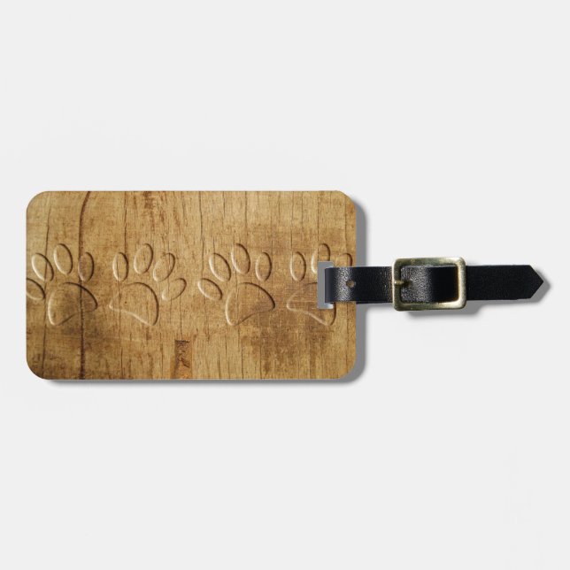 Etiqueta De Bagagem Impressão de Cães de Madeira (Frente Horizontal)