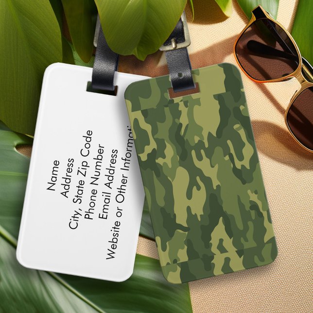 Etiqueta De Bagagem Impressão de Camouflage Verde (Custom Luggage Tag)