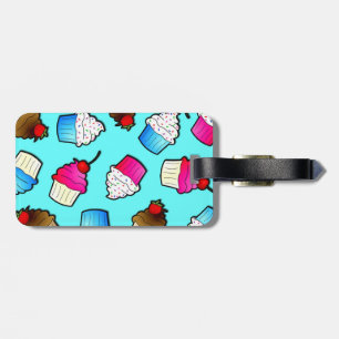 Etiqueta De Bagagem Impressão de Cupcakes azuis brilhantes