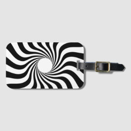 Etiqueta De Bagagem Impressão de espiral branca e preta