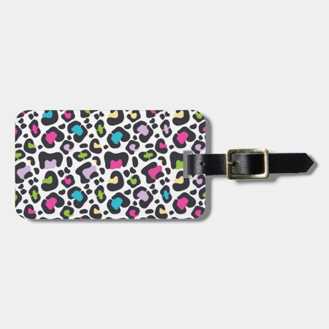 Etiqueta De Bagagem Impressão de leopardo neon (Frente Horizontal)
