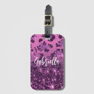 Etiqueta De Bagagem Impressão de Leopardo Roxo