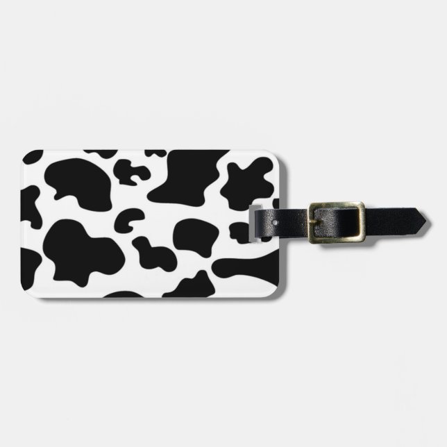 Etiqueta De Bagagem Impressão de Vaca Preta e Branca (Frente Horizontal)