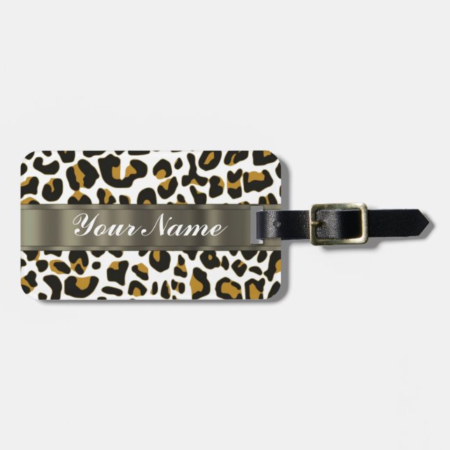 Etiqueta De Bagagem impressão do leopardo (Frente Horizontal)