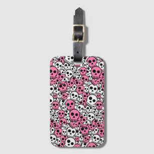 Etiqueta De Bagagem Impressão do padrão do crânio gótico rosa