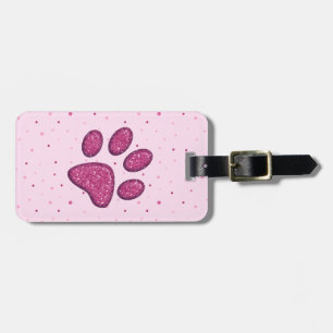 Etiqueta De Bagagem impressão em pata de gato cintilante - rosa