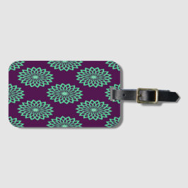 Etiqueta De Bagagem Impressão floral teal em roxo