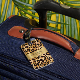 Etiqueta De Bagagem Impressão Leopardo Castanho