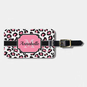 Etiqueta De Bagagem Impressão Leopardo Rosa