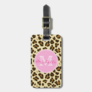 Etiqueta De Bagagem Impressão Sassy do leopardo com monograma