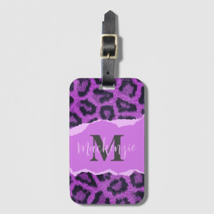 Etiqueta De Bagagem Impressão Violet Leopard