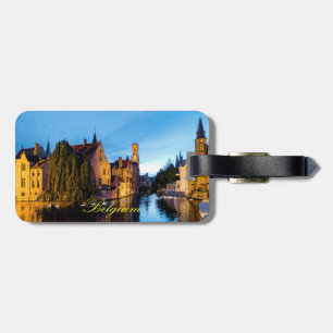 Etiqueta De Bagagem Impressionante! Medieval Bruges Belgium - Foto Pro