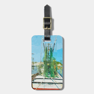 Etiqueta De Bagagem Impressionismo com Abstrato de barcos de camarão