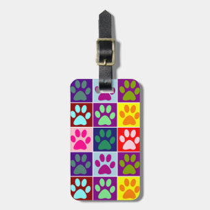 Etiqueta De Bagagem Impressões de Patinhas Multicoloridas