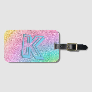 Etiqueta De Bagagem Incrível Glitter Pastel Monogramado Personalizado