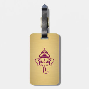 Etiqueta De Bagagem Indiano Deus Ganesh /Ganesha Dourado Maroon