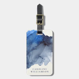 Etiqueta De Bagagem Indígo Abstrato Watercolor Elegante Personalizado