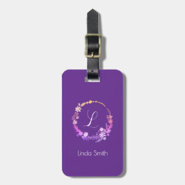 Etiqueta De Bagagem Iniciais de Monograma Elegante Nome Personalizado