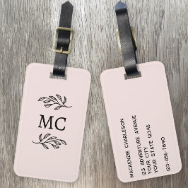 Etiqueta De Bagagem Iniciais de Monograma Personalizadas Botânico Blus
