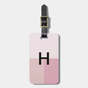 Etiqueta De Bagagem Inicial de Monograma Rosa Pálido Pastel Cor Bloco