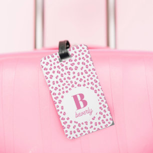 Etiqueta De Bagagem Inicial do Nome Monograma Rosa Chic