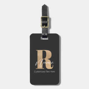 Etiqueta De Bagagem Inicial Moderna Monogramada R & Nome Personalizado