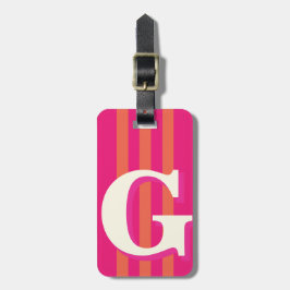 Etiqueta De Bagagem Inicial Personalizada em Negrito, Listra Rosa e La
