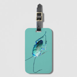 Etiqueta De Bagagem Inseto Bruto da Cockroach em Teal e Azul