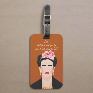 Etiqueta De Bagagem Inspiração Cotação Frida Kahlo Ilustração Mulheres