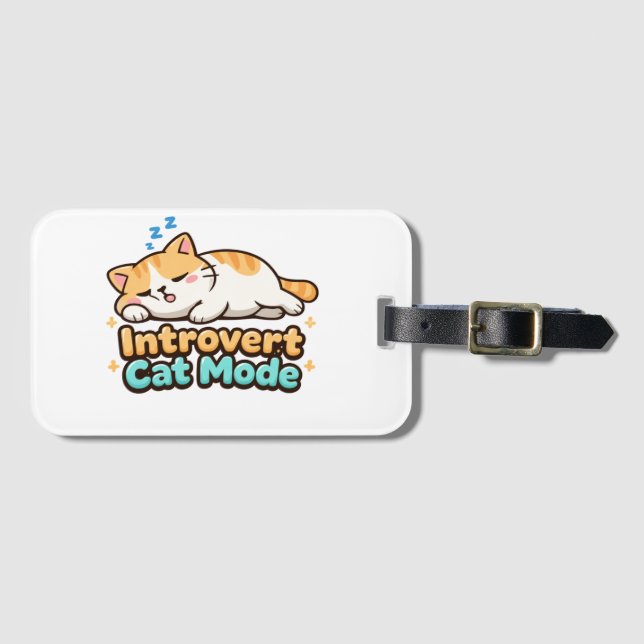Etiqueta De Bagagem Introvert Cat Mode Funny  (Frente Horizontal)
