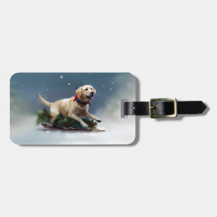 Etiqueta De Bagagem Inverno de neve de Natal Labrador