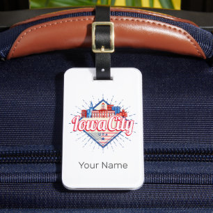 Etiqueta De Bagagem Iowa City United States Retro Skyline Vintage EUA