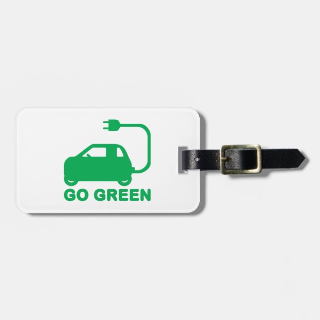 Etiqueta De Bagagem Ir Verde ~ Dirigir Carros Elétricos (Frente Horizontal)