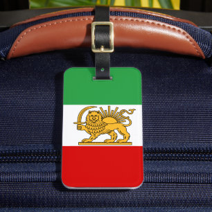 Etiqueta De Bagagem Irã, bandeira persa com leão, xá do Irã
