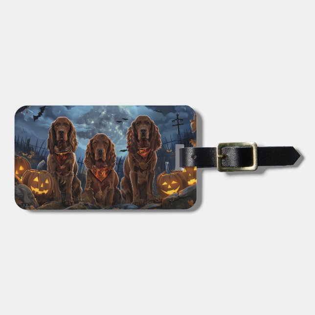 Etiqueta De Bagagem Irish Red Setter Halloween Spooky (Frente Horizontal)